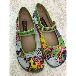 Hot Chocolate‎ Design Chocolaticas Mary Jane Flats Shoes 36 Bon Voyage Map